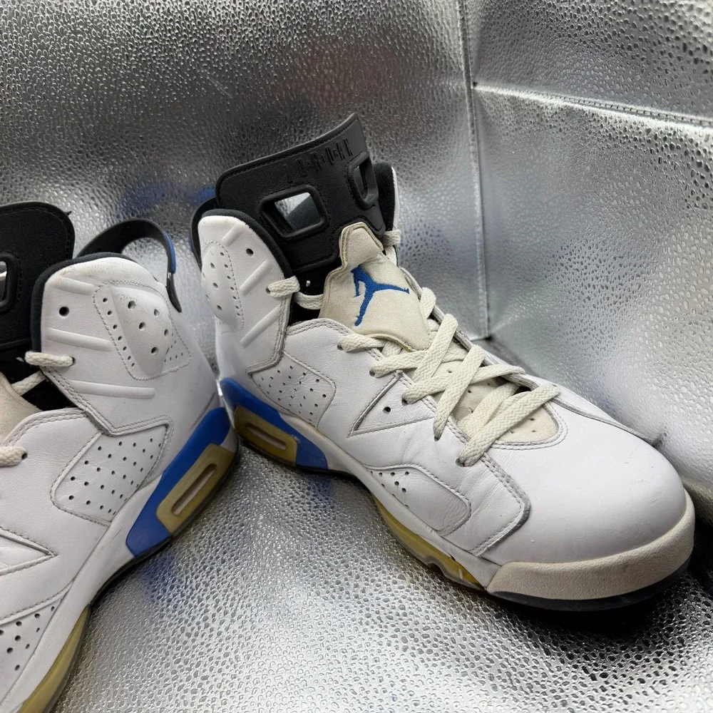 Size‎ 12 Air Jordan 6 Retro 2014 White/Sport Blue-Black Mens Shoes 384664-107